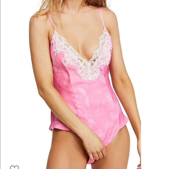 NWT Free People Tie-Dye Lace-Trim Luella Bodysuit - Picture 5 of 8